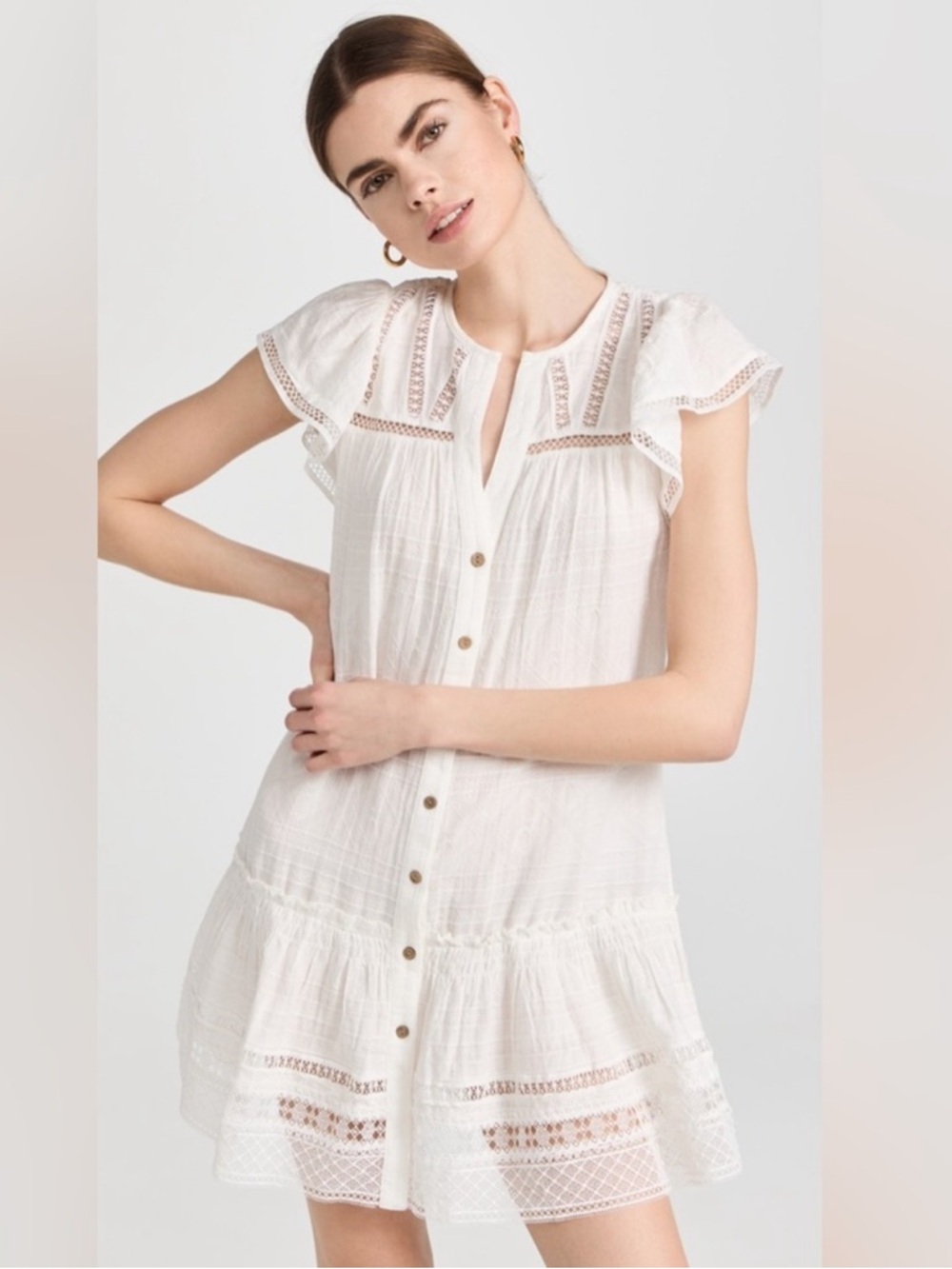 Veronica Beard Mirtea Textured Mini Dress Swim Cover-Up White Size XS